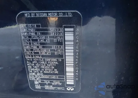 2019 Infiniti Qx50 Essential from USA, damaged, VIN 3PCAJ5M35KF104510